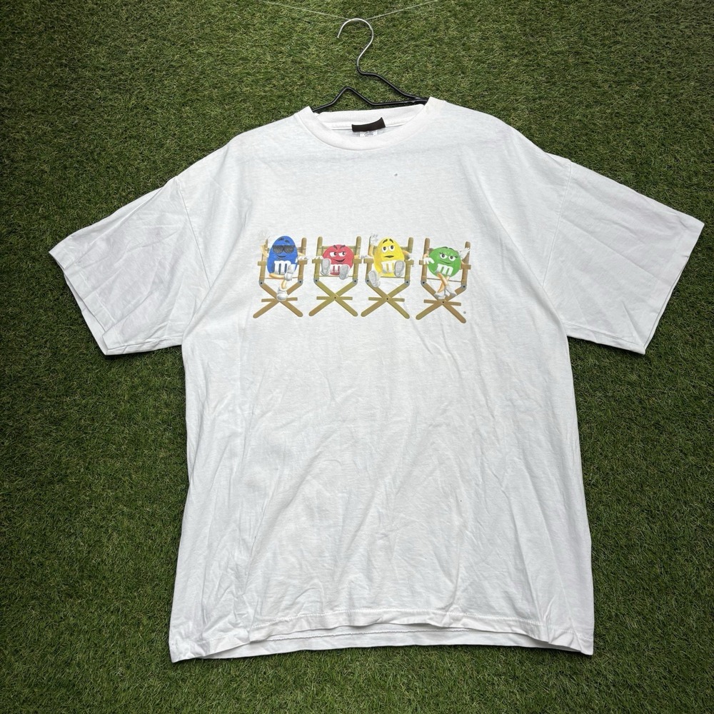 Planet Mars M&M's Shirt Mens XL White W/ M&M Characters In Directors Chairs